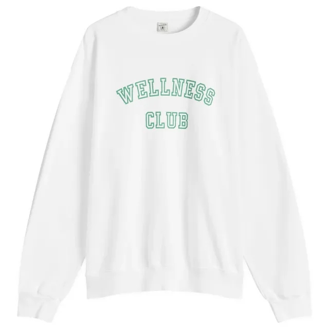 Sporty & Rich Wellness Club Flocked Sweatshirt White/Verde