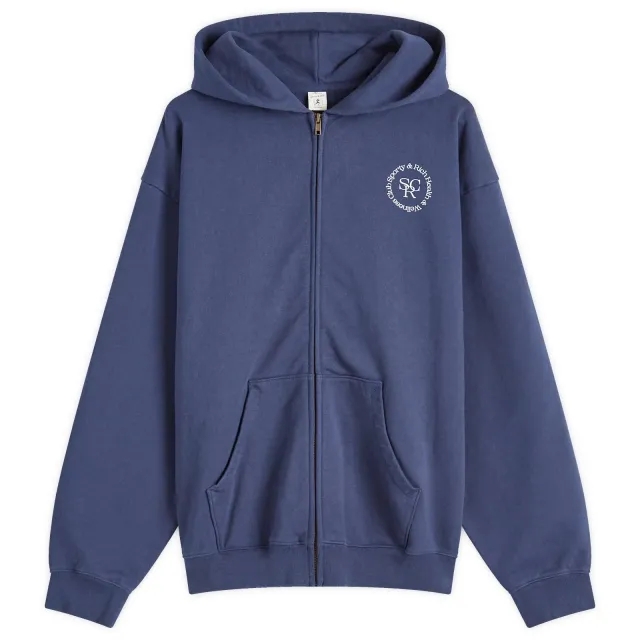 Sporty & Rich SRHWC Zipped Hoodie Navy/White