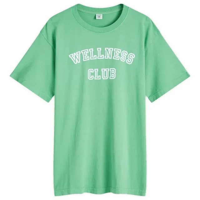 Sporty & Rich Wellness Club Flocked T-Shirt Verde/White