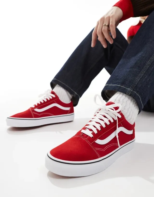 Vans Old Skool In Racing Red/True White