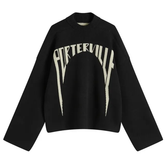 Rick Owens Men's Porterville Wool Jumbo Sweatshirt Black/Pearl