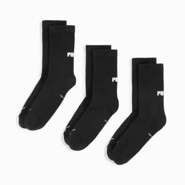 PUMA Unisex Crew Socks 3 Pack, Black