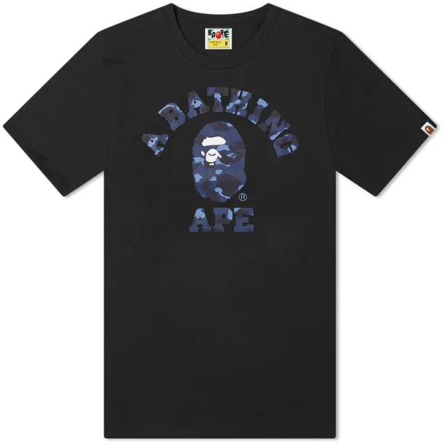A Bathing Ape Men's Colour Camo College T-Shirt Black/Navy