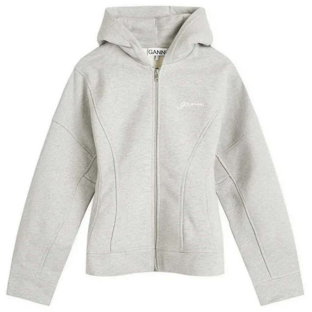 GANNI Women's Heavy Fleece Zip Hoodie Paloma Melange