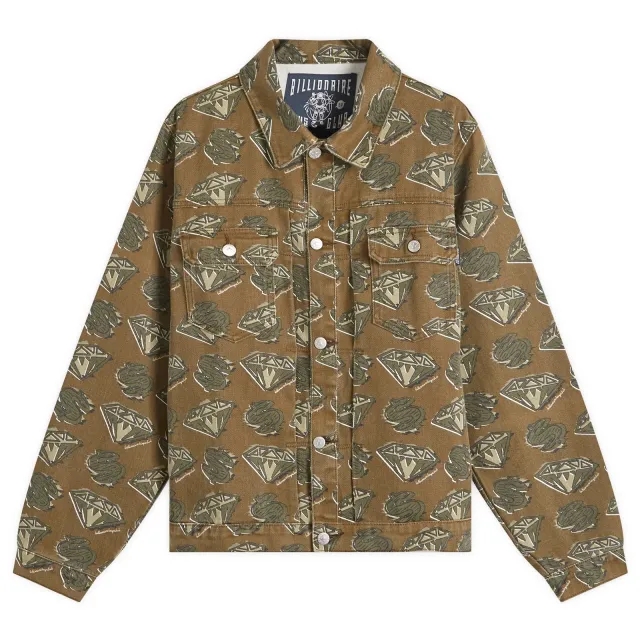 Billionaire Boys Club Men's Diamonds & Dollars AOP Denim Jacket Green