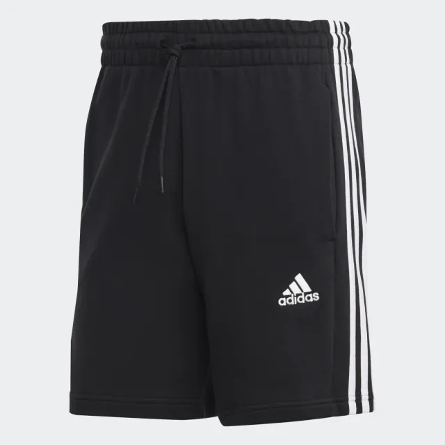 Manchester United Adidas Mens Essentials French Terry 3-Stripes Shorts Black