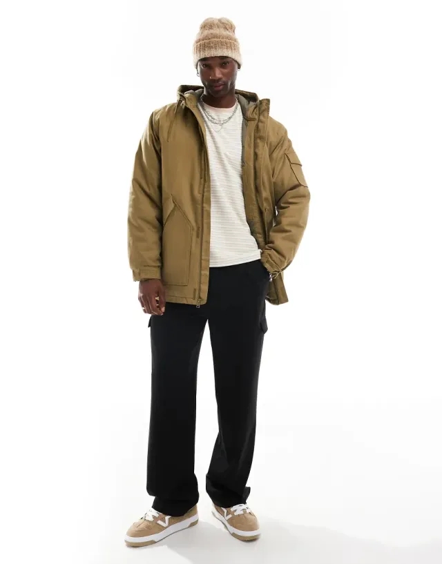 Vans Henrique Parka Hooded Jacket In Olive Green