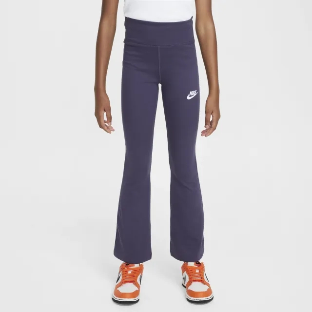 Nike Sportswear Classic Girls' High-Waisted Flared Leggings - Purple - Cotton/Polyester/Elastane