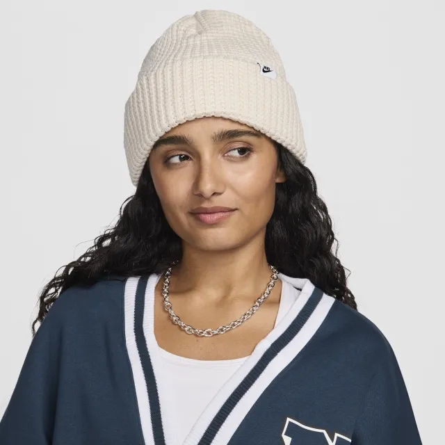 Nike Peak Waffle-Knit Beanie - Brown - Recycled Polyester