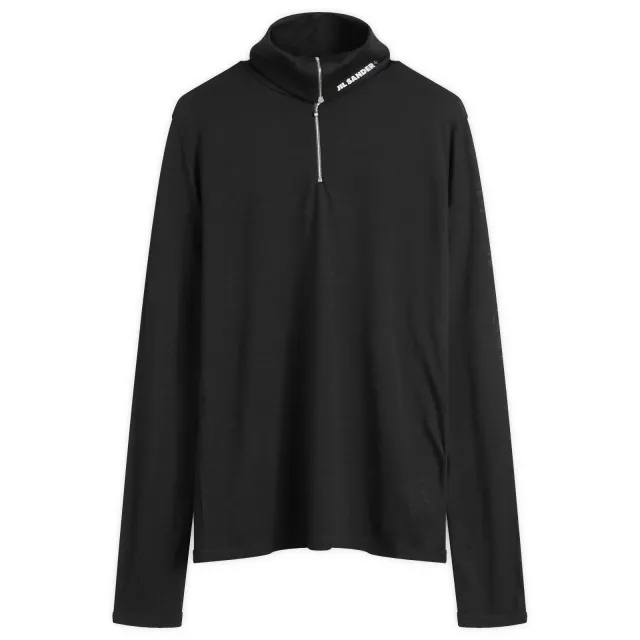 Jil Sander Plus Quarter Zip Wool Sweatshirt Black