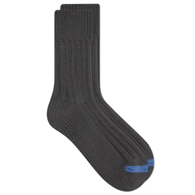 Rototo Chunky Ribbed Crew Sock Charcoal
