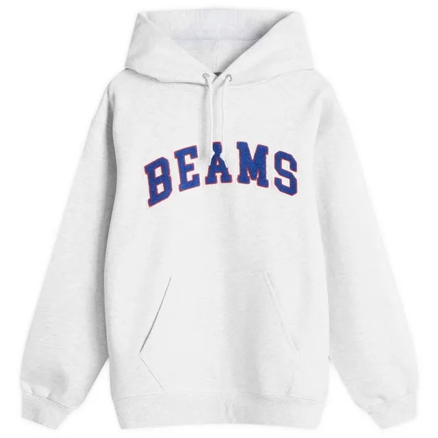 BEAMS Men's College Logo Hoodie Ash Grey