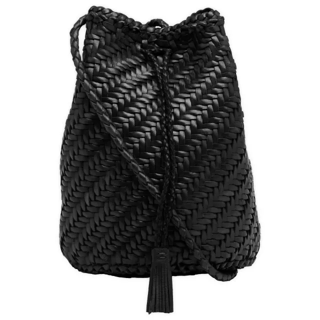 Dragon Diffusion Women's Pompom Double Jump Bucket Bag Black