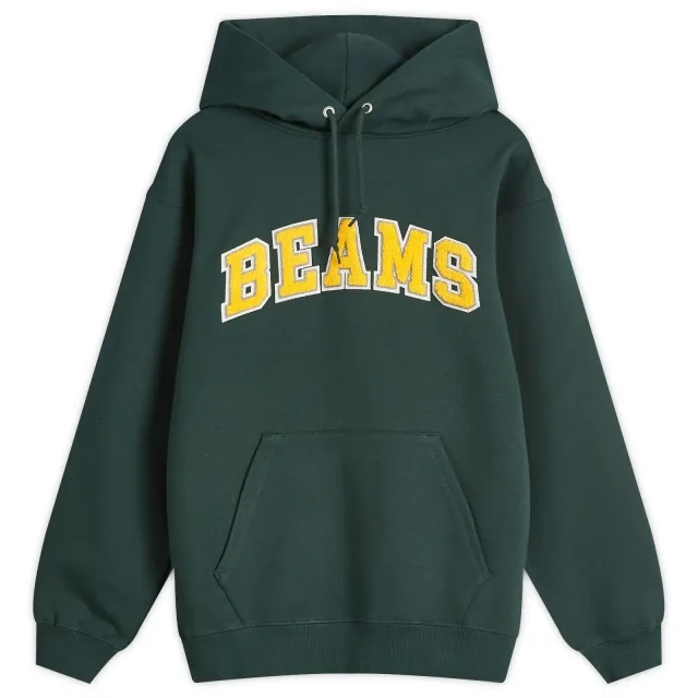 BEAMS Men's College Logo Hoodie Green