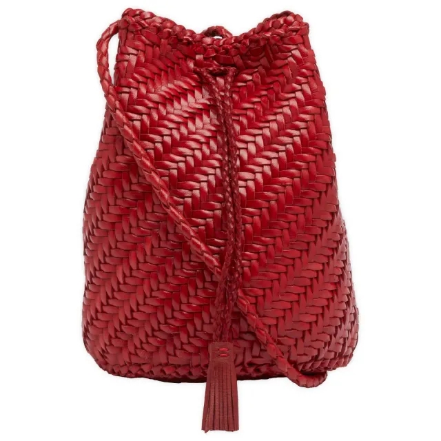 Dragon Diffusion Women's Pompom Double Jump Bucket Bag Red