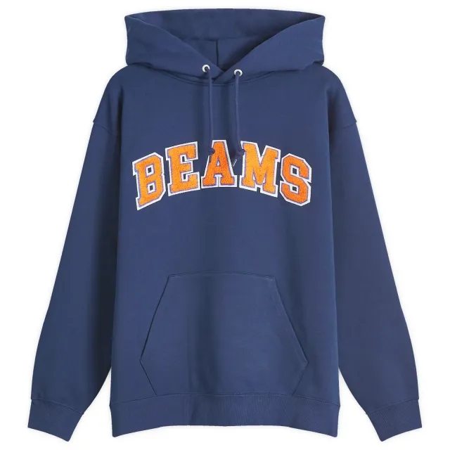 BEAMS Men's College Logo Hoodie Navy