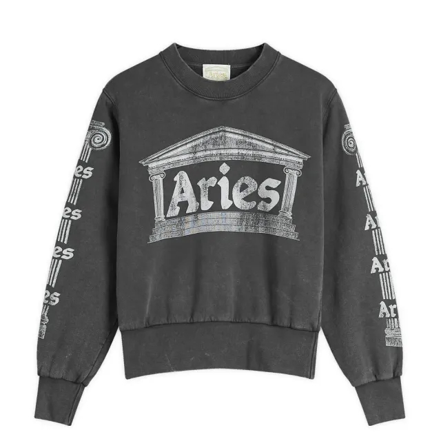 Aries Women's Baby Fit Aged Ancient Column Sweatshirt Black