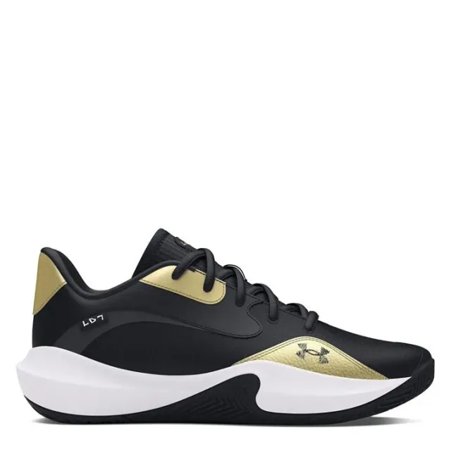 Unisex  Under Armour  Lockdown 7 Low Basketball Shoes Black / Metallic Gold / Black 6 (EU 40)