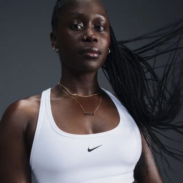 Nike Swoosh Light Support Women's Non-Padded Sports Bra - White - Polyester/Elastane