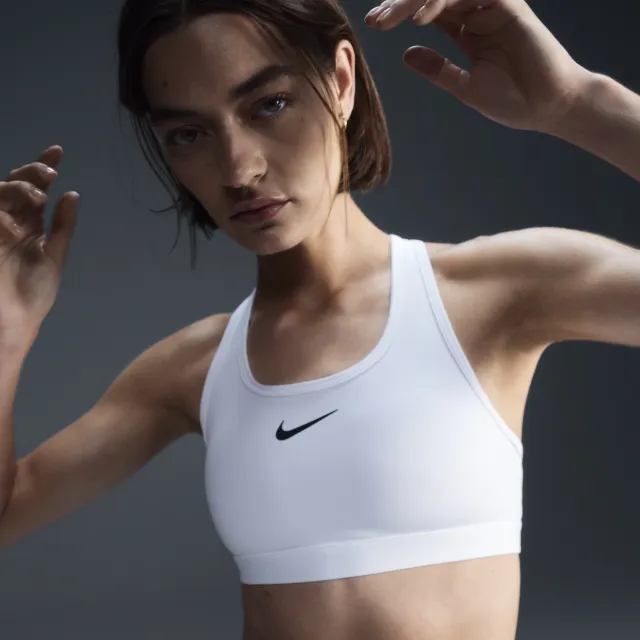 Nike Swoosh Medium-Support Women's Padded Sports Bra - White - Polyester/Elastane