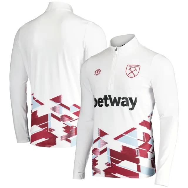 West Ham Warm Up Midlayer Top (White) 2023-2024 Men's Made By: Umbro