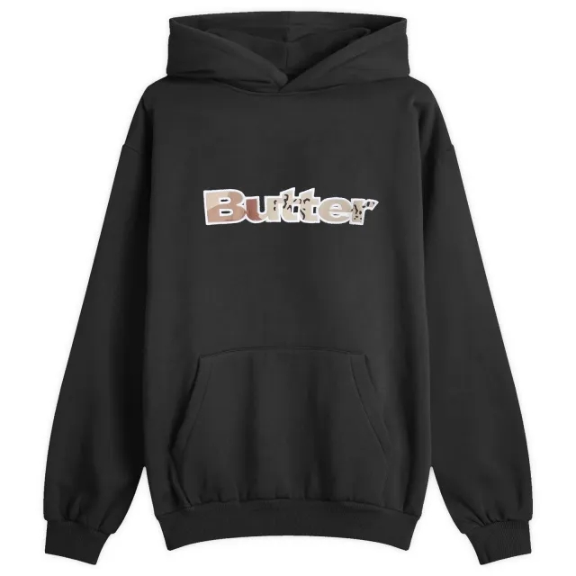 Butter Goods Logo Camo Applique Pullover Hood Men Hoodies Black