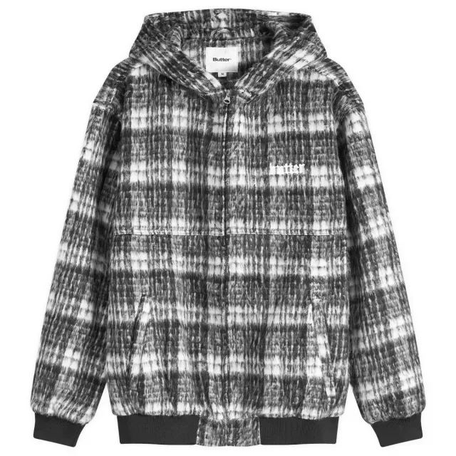 Butter Goods Men's Heavy Plaid Hooded Jacket Black/White
