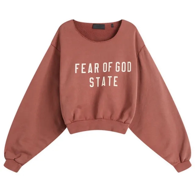 FEAR OF GOD ESSENTIALS Women's Heavy Fleece Cropped Crewneck Crimson