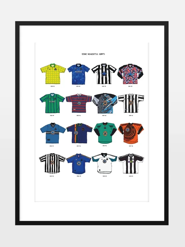 ICONIC NEWCASTLE UNITED SHIRTS A3 PRINT | Cult Kits