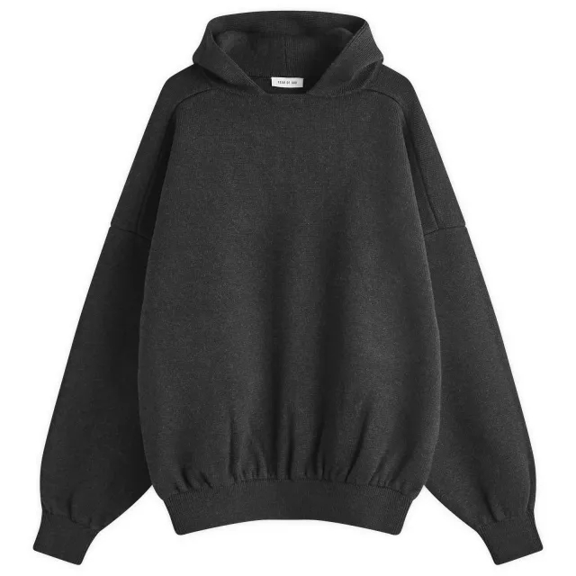 Fear of God Men's Boucle Knitted Hoodie Melange Black
