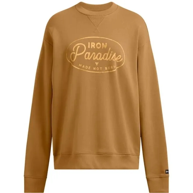 Under Armour Women's Project Rock Heavyweight Tools Of The Trade Crew Yellow Ochre / Black XS