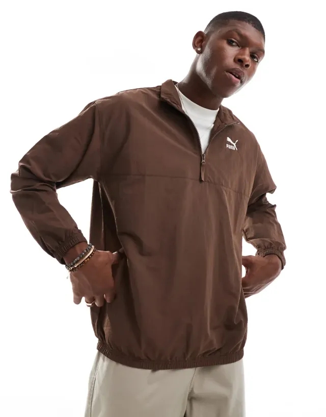 Puma Classics Half-Zip In Espresso-Brown