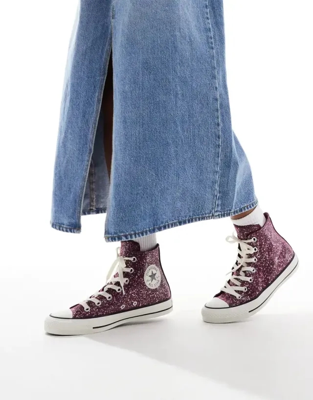 Converse all star hi trainers in pink