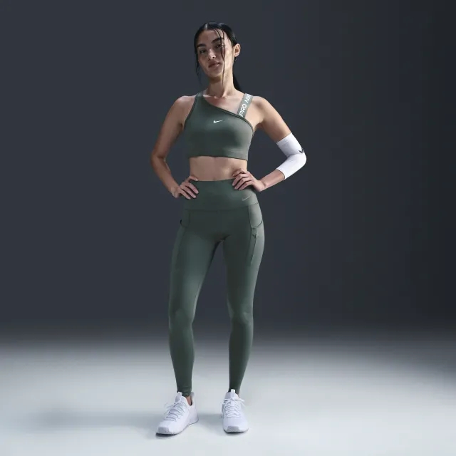 Pants Nike Go Women's Firm-Support High-Waisted Full-Length Leggings With Pockets Vintage Green/ Black Xs