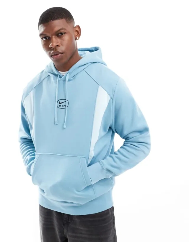 Nike Swoosh Air Overhead Hoodie - Blue - Size L - Blue
