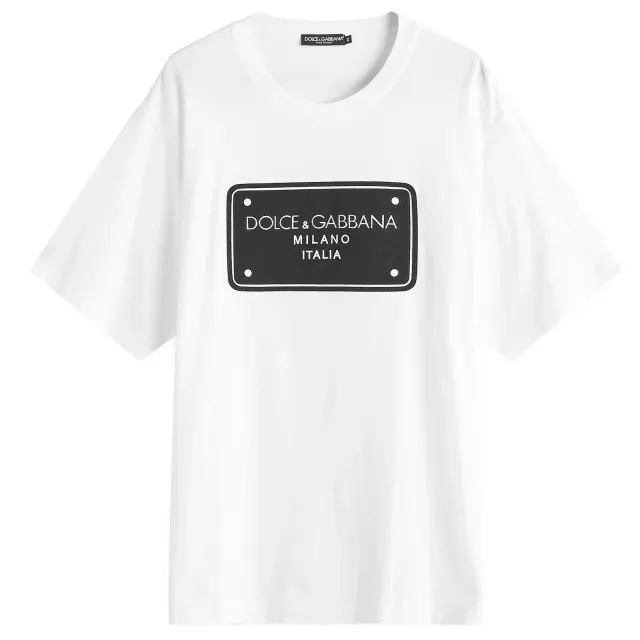 Dolce & Gabbana Men's Embroidered Badge Print T-Shirt White