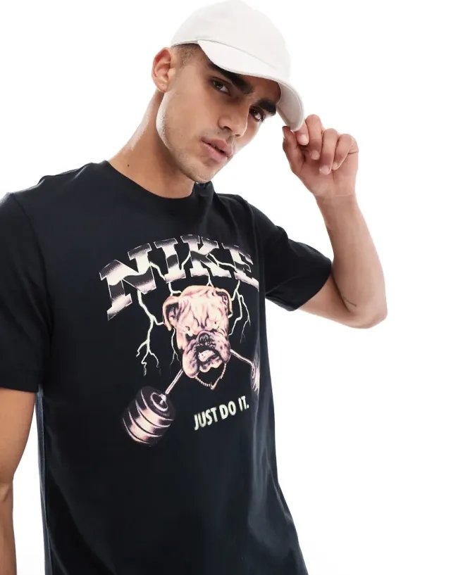 Nike Training Bulldog Print T-Shirt In Black
