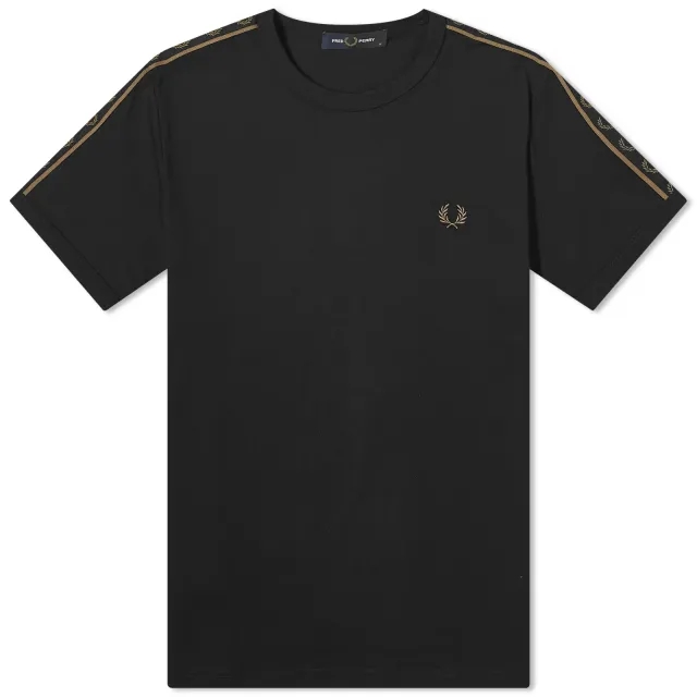 Fred Perry Men's Contrast Tape Ringer T-Shirt Black/Warm Stone