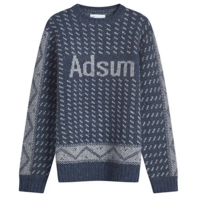 Adsum Men's Logo Knit Crew Jumper Blue