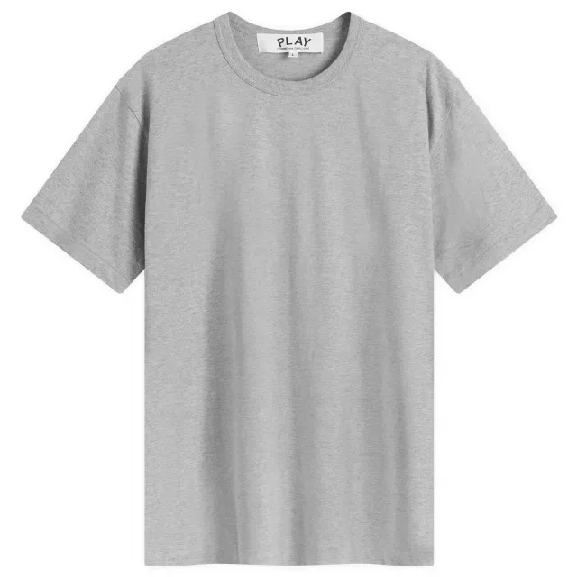 Comme des Garçons Play Men's Red Heart Neck Logo T-Shirt Grey