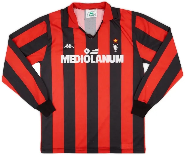 Kappa 1988-89 AC Milan Home L/S Shirt - 8/10 - (L)