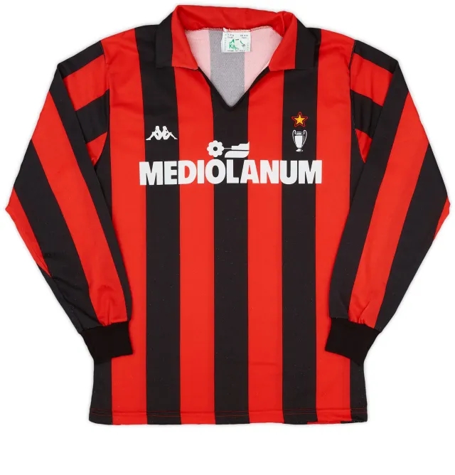 Kappa 1989-90 AC Milan Home L/S Shirt - 8/10 - (S)