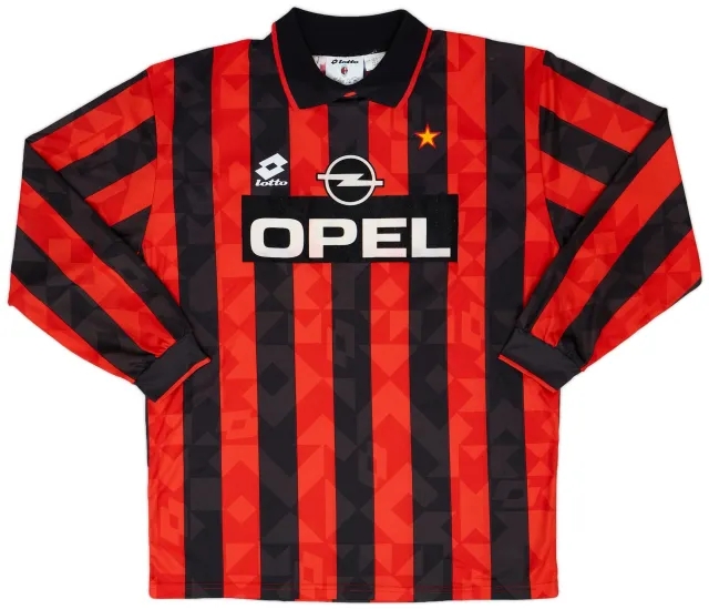 Lotto 1993-94 AC Milan Player Issue Home L/S Shirt - 9/10 - (XL)
