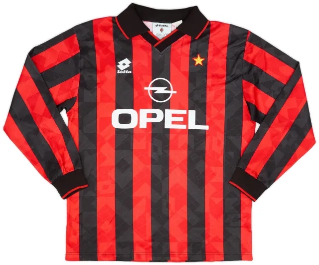 Lotto 1994-95 AC Milan Home L/S Shirt - 8/10 - (L)