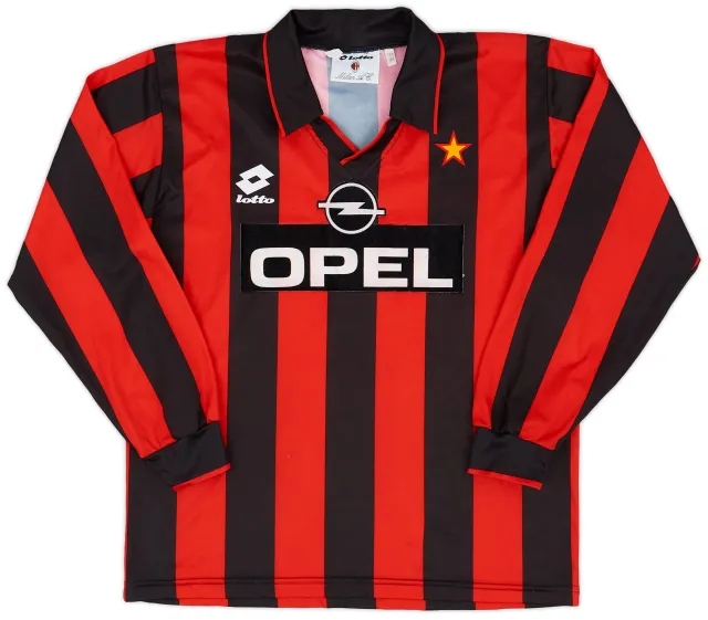 Lotto 1995-96 AC Milan Home L/S Shirt - 7/10 - (XXL.Boys)