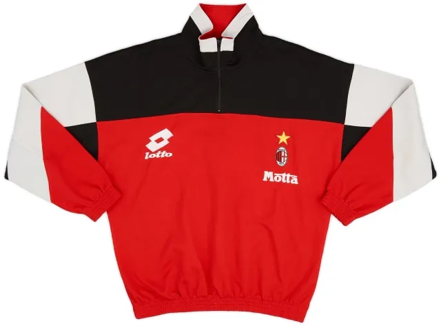 1993-94 AC Milan Lotto 1/4 Zip Training Top - 9/10 - (S)