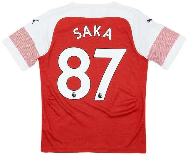 Puma 2018-19 Arsenal Home Shirt Saka #87 - 8/10 - (S)