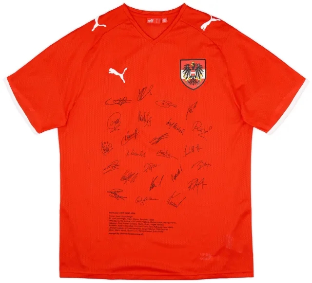 Puma 2008-09 Austria 'Squad Signed' Home Shirt - 9/10 - (L)