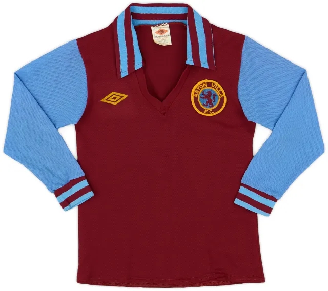 Umbro 1974-75 Aston Villa Home L/S Shirt - 6/10 - (XS.Boys)