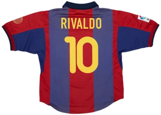 Nike 2000-01 Barcelona Home Shirt Rivaldo #10 - 7/10 - (L)